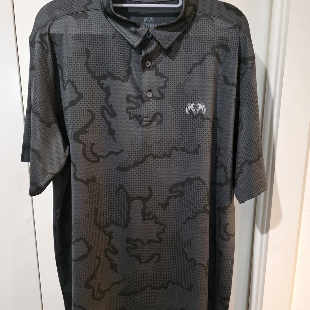 Men's Kuiu Gray/Black Camouflage Polo Shirt XL